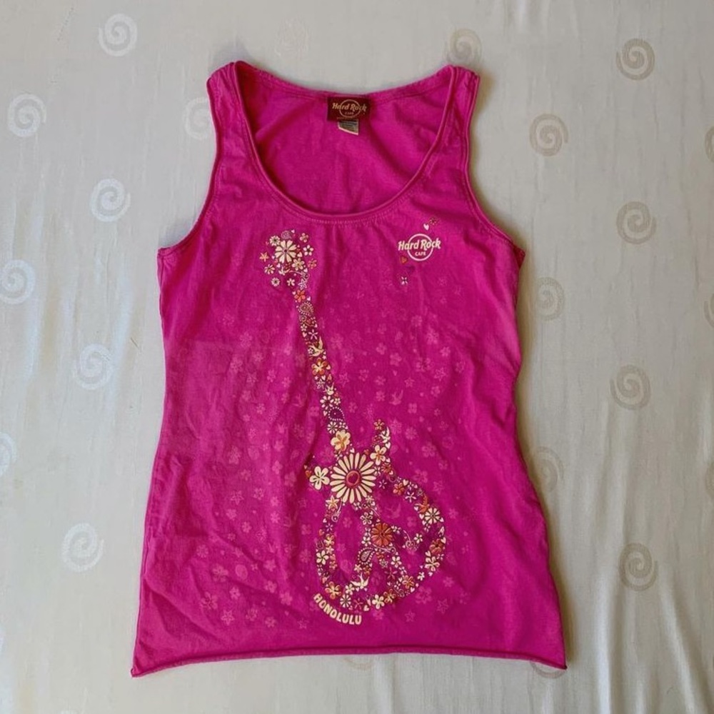 pink graphic hard rock cafe y2k tank top extra small
